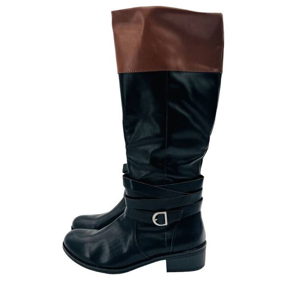 St. John's Bay Women’s Douglas Stacked Heel Riding Two Tone Boots Size 9 - Picture 6 of 11